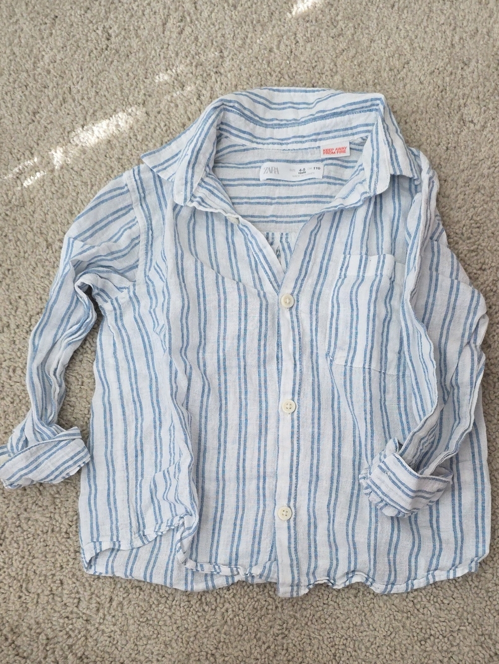 4-5 Yrs Zara Linen Blend Striped Button-Up